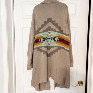 Pendleton Beige Cardigan with Southwestern Design
